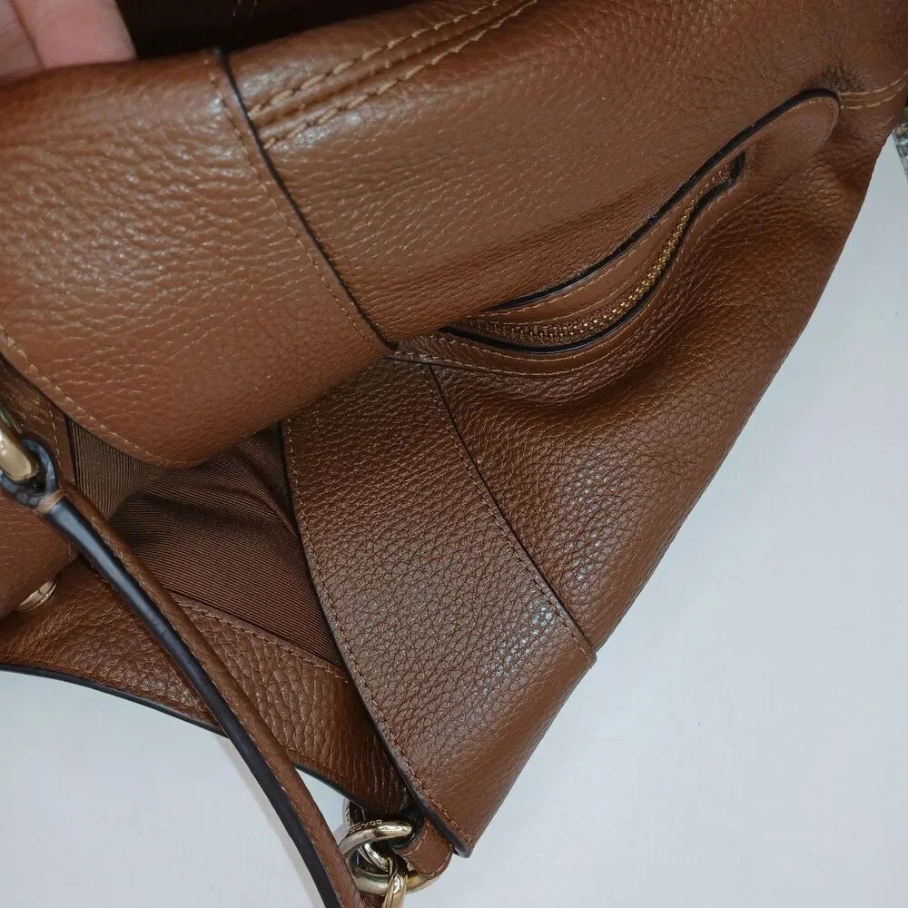 Coach Lexy F28997 Chocolate Brown Pebbled Leather Shoulder Bag No Bag Charm